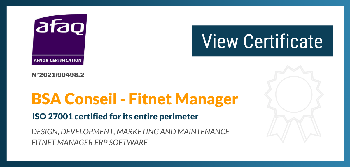 Fitnet Manager ISO 27001 certified